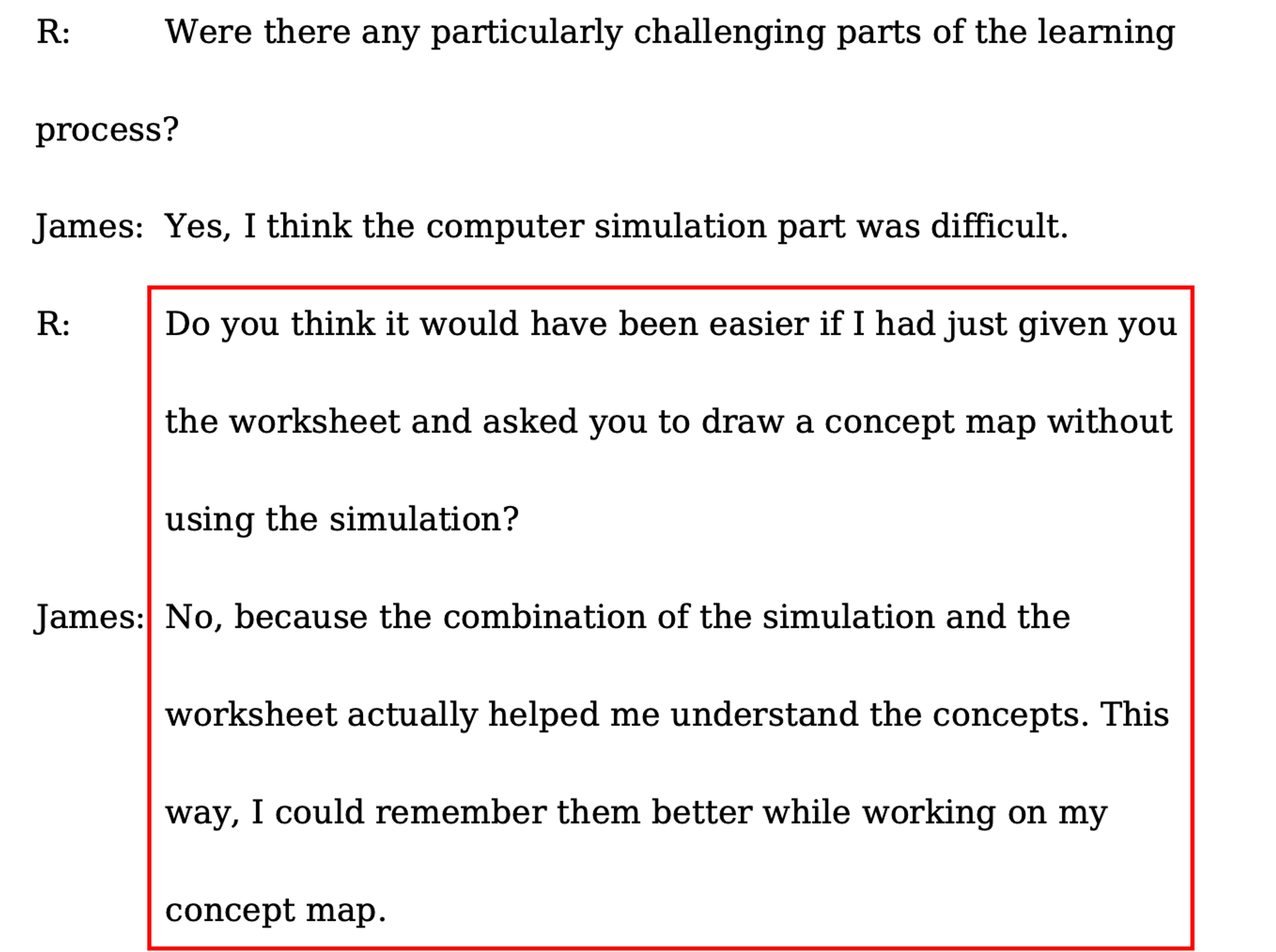 Computer simulation interview results